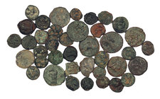 Ibsim (Eivissa). Lote de 38 monedas, formado por 1/8 y 1/4 de calco, incluye 1 pequeño plomo. Total 39 piezas. A examinar. BC-/MBC-.