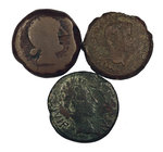 Lote de 2 ases provinciales y 1 unidad de Obulco (Porcuna). Total 3 monedas. RC/BC-