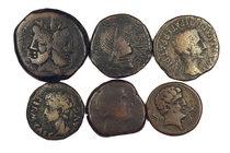 Lote de 3 unidades ibéricas, 2 ases de Octavio Augusto de Colonia Patricia y Bílbilis y 1 as republicano. Total 6 monedas. A examinar. BC/MBC.
