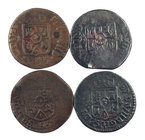 Fernando VII. Manila. (Cal. tipo 439). Lote de 4 monedas de 1 cuarto, una con fecha visible. A examinar. BC/MBC-.