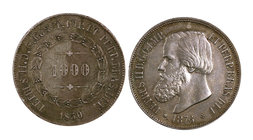 1850 y 1876. Brasil. Pedro II. 1000 reis. Lote de 2 monedas en plata. MBC/MBC+.