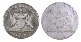 1973. Trinidad y Tobago. FM (Franklin Mint). 5 y 10 dólares. Lote de 2 monedas en plata. S/C-.