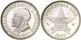 1965. Esperanto (Suiza). 25 steloj. (Kr.UNC. 6). 24,97 g. Ø 38 mm. Plata. Zamenhof. Proof.