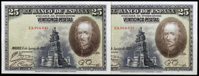 1928. 25 pesetas. (Ed. C4) (Ed. 353). 15 de agosto, Calderón de la Barca. Pareja correlativa, serie E. S/C.