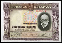 1935. 50 pesetas. (Ed. C17) (Ed. 366). 22 de julio, Ramón y Cajal. S/C-.