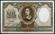 1940. 1000 pesetas. (Ed. D41) (Ed. 440). 9 de enero, Murillo. Raro. MBC+.