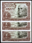 1953. 1 peseta. (Ed. D66a). 22 de julio, Marqués de Santa Cruz. Trío correlativo, serie G. S/C.