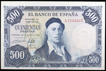 1954. 500 pesetas. (Ed. D69b) (Ed. 468b). 22 de julio, Zuloaga. Serie L. S/C-.