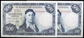 1954. 500 pesetas. (Ed. D69b) (Ed. 468b). 22 de julio, Zuloaga. Pareja correlativa, serie S. S/C.