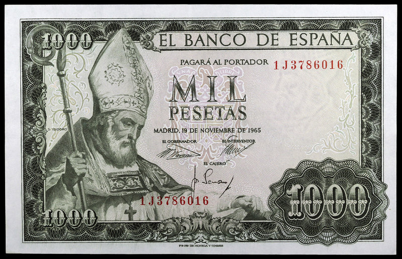 1965. 1000 pesetas. (Ed. D72a) (Ed. 471b). 19 de noviembre, San Isidoro. Serie 1...