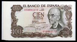 1970. 100 pesetas. (Ed. D73b) (Ed. 472c). 17 de noviembre, Falla. 18 billetes correlativos, serie 3S. S/C-/S/C.