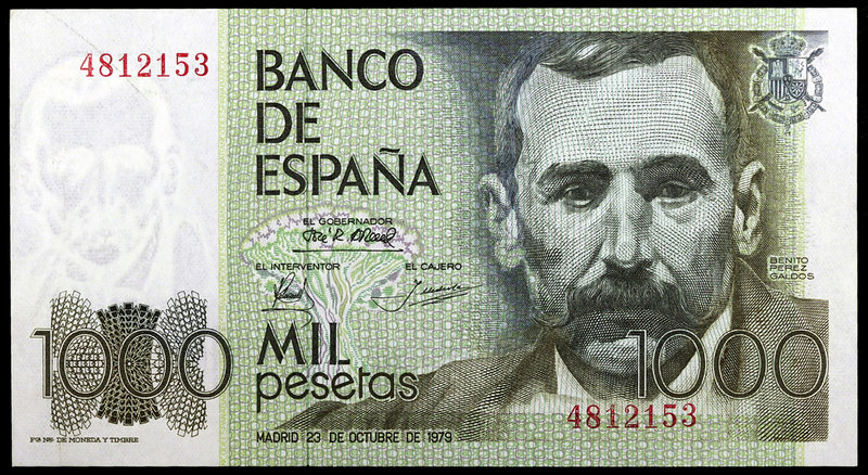1979. 1000 pesetas. (Ed. E3) (Ed. 477). 23 de octubre, Pérez Galdós. Sin serie. ...