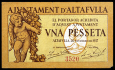 Altafulla. 1 peseta. (T. 185). Escaso. MBC-.