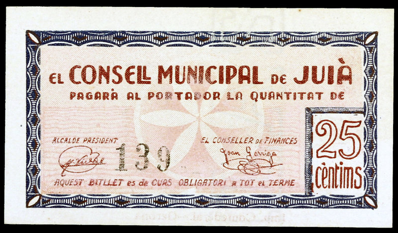 Juià. 25 céntimos. (T. 1473). Nº 139. Escaso así. S/C-.