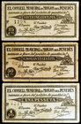 Monjos del Penedès, els. 25, 50 céntimos y 1 peseta. (T. 1755 a 1757). 3 billetes, serie completa. Escasos. BC/MBC-.