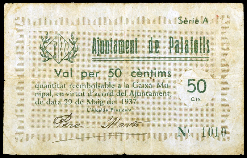 Palafolls. 50 céntimos. (T. 1994). Escaso. BC+.