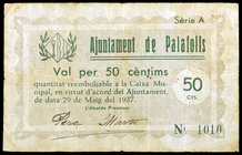 Palafolls. 50 céntimos. (T. 1994). Escaso. BC+.