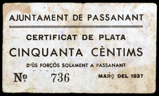 Passanant. 50 céntimos. (T. 2068). Escaso. MBC-.