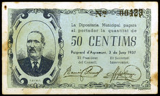 Puigverd d'Agramunt. 50 céntimos. (T. 2356). Manchitas. Escaso. BC+.