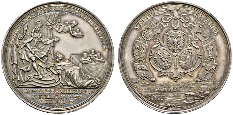 Altdeutsche Münzen und Medaillen 
 Altdorf, Universität 
 Silbermedaille 1697 ...