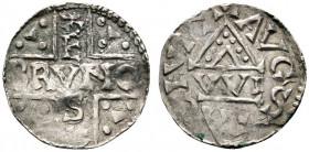 Altdeutsche Münzen und Medaillen 
 Augsburg, Bistum 
 Bruno 1006-1029 
 Denar ca. 1010-1026/29. BRVNO/XE--SX kreuzförmig angeordnet, in den Winkeln...