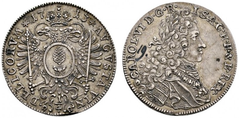 Altdeutsche Münzen und Medaillen 
 Augsburg, Stadt 
 1/4 Taler 1713. Gekrönter...