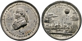 Altdeutsche Münzen und Medaillen 
 Augsburg, Stadt 
 Zinnmedaille 1786 von J. Daiser, auf den mißglückten Ballonaufstieg des Freiherrn von Lütgendor...