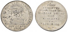 Altdeutsche Münzen und Medaillen 
 Augsburg, Stadt 
 Kleine Silbermedaille 1804 unsigniert, auf die Erhebung der Hl. Afra. Sarkophag, darüber Palme ...
