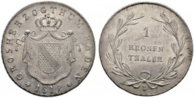Altdeutsche Münzen und Medaillen 
 Baden-Durlach 
 Karl Ludwig Friedrich 1811-1818 
 Kronentaler 1817. AKS 25, J. 21, Thun 15, Kahnt 17.
 Prachtex...