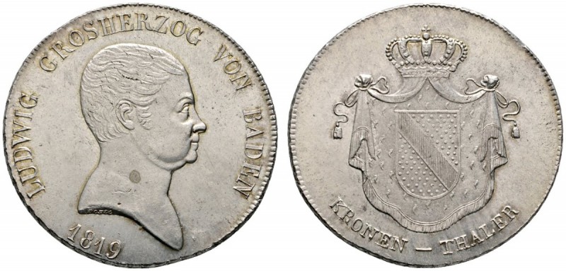Altdeutsche Münzen und Medaillen 
 Baden-Durlach 
 Ludwig 1818-1830 
 Kronent...