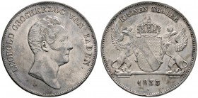 Altdeutsche Münzen und Medaillen 
 Baden-Durlach 
 Leopold 1830-1852 
 Kronentaler 1833. Variante mit Stern unter der Jahreszahl. AKS 79, J. 47, Th...