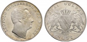 Altdeutsche Münzen und Medaillen 
 Baden-Durlach 
 Leopold 1830-1852 
 Doppelgulden 1852. AKS 91, J. 63, Thun 27, Kahnt 22.
 sehr selten in dieser...