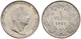 Altdeutsche Münzen und Medaillen 
 Baden-Durlach 
 Leopold 1830-1852 
 Gulden 1841. AKS 92, J. 56.
 selten in dieser Erhaltung, Prachtexemplar, St...