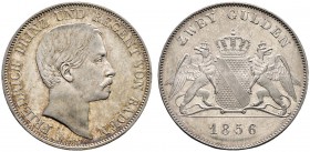 Altdeutsche Münzen und Medaillen 
 Baden-Durlach 
 Friedrich I. 1852-1907 
 Doppelgulden 1856. AKS 116, J. 70, Thun 29, Kahnt 33.
 seltenes Pracht...