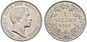 Altdeutsche Münzen und Medaillen 
 Baden-Durlach 
 Friedrich I. 1852-1907 
 Gulden 1856. AKS 117, J. 69.
 winzige Kratzer, vorzüglich