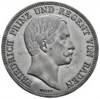 Altdeutsche Münzen und Medaillen 
 Baden-Durlach 
 Friedrich I. 1852-1907 
 Einseitiger Zinnabschlag vom Vorderseitenstempel des Gulden 1856. AKS z...