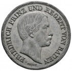 Altdeutsche Münzen und Medaillen 
 Baden-Durlach 
 Friedrich I. 1852-1907 
 Einseitiger Zinnabschlag vom Vorderseitenstempel des 1/2 Gulden 1856. A...