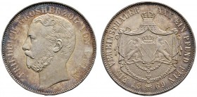 Altdeutsche Münzen und Medaillen 
 Baden-Durlach 
 Friedrich I. 1852-1907 
 Vereinstaler 1869. AKS 124, J. 85, Thun 31, Kahnt 37.
 Kabinettstück m...