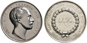 Altdeutsche Münzen und Medaillen 
 Baden-Durlach 
 Friedrich I. 1852-1907 
 Silberne Prämienmedaille o.J. (1857) von L. Kachel. Für Landwirtschaft,...