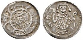 Altdeutsche Münzen und Medaillen 
 Bamberg, Bistum 
 Ekbert von Andechs 1203-1237 
 Pfennig. Bischofsbrustbild mit zweispitziger Mitra, außen vier ...