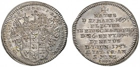 Altdeutsche Münzen und Medaillen 
 Bamberg, Bistum 
 Johann Philipp Anton von Frankenstein 1746-1753 
 Groschen 1753 -Nürnberg-. Auf seinen Tod. Kr...