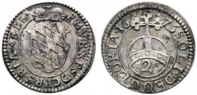 Altdeutsche Münzen und Medaillen 
 Bayern 
 Ferdinand Maria 1651-1679 
 Halbbatzen zu 2 Kreuzer 1676. Hahn 165, Witt. 1411.
 selten, sehr schön-vo...