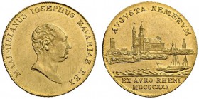Altdeutsche Münzen und Medaillen 
 Bayern 
 Maximilian I. Joseph 1806-1825 
 Rheingolddukat 1821. Kopf nach rechts / Rheinlandschaft mit Teil­ansic...