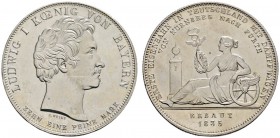 Altdeutsche Münzen und Medaillen 
 Bayern 
 Ludwig I. 1825-1848 
 Geschichtstaler 1835. Erste Eisenbahn von Nürnberg nach Fürth. AKS 135, J. 50, Th...