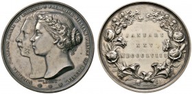 Altdeutsche Münzen und Medaillen 
 Brandenburg-Preußen 
 Friedrich Wilhelm IV. 1840-1861 
 Silbermedaille 1858 von L.C. Wyon, auf die Vermählung vo...
