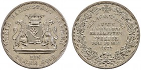 Altdeutsche Münzen und Medaillen 
 Bremen, Stadt 
 Siegestaler 1871 B. AKS 17, J. 28, Thun 127, Kahnt 164.
 winzige Randfehler, vorzüglich