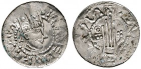 Altdeutsche Münzen und Medaillen 
 Esslingen, königliche Münzstätte 
 Heinrich II. 1002-1024 
 Denar, sogen. Heinricus-Pfennig. +HEINRICVS. Großer ...