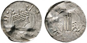 Altdeutsche Münzen und Medaillen 
 Esslingen, königliche Münzstätte 
 Heinrich II. 1002-1024 
 Denar, sogen. Heinricus-Pfennig. Ähnlich wie vorher,...
