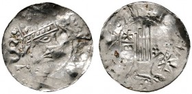 Altdeutsche Münzen und Medaillen 
 Esslingen, königliche Münzstätte 
 Heinrich II. 1002-1024 
 Denar, sogen. Heinricus-Pfennig. +HEINRICVS. Großer ...