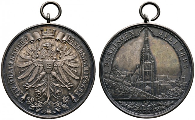 Altdeutsche Münzen und Medaillen 
 Esslingen, Stadt 
 Tragbare Silbermedaille ...